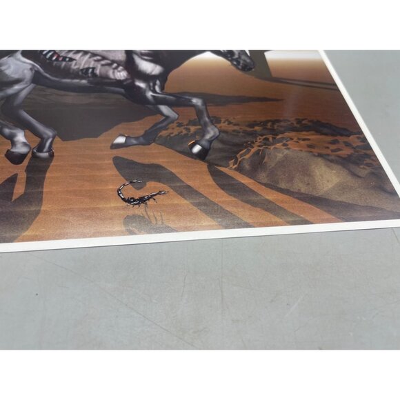 LE GM black horse robot print artwork signed 14/50 16x12" scorpion READ - Picture 5 of 6